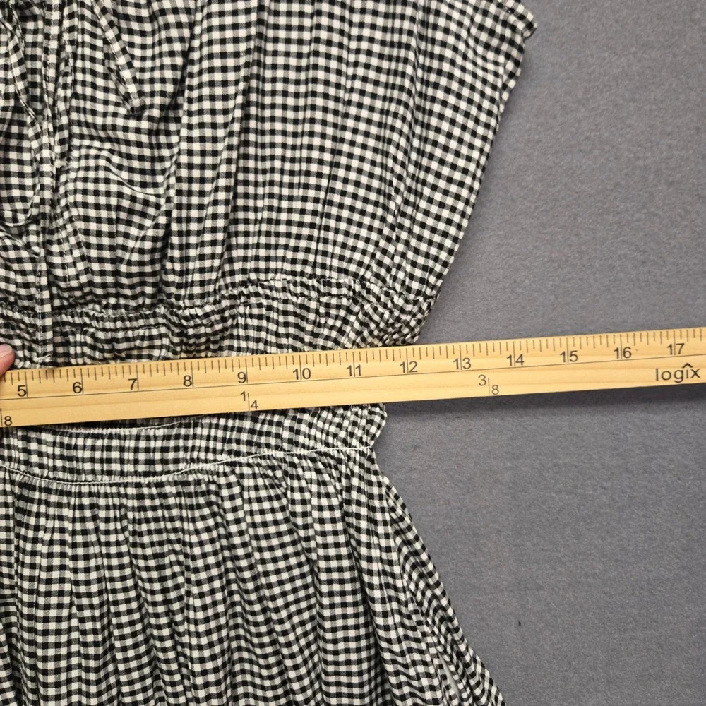Gap Gingham Cottagecore Country Mini Dress Womens L Tall Black Ruffle Sleeve - Picture 9 of 13